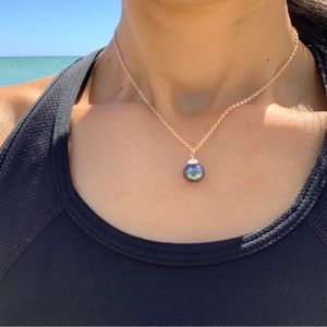 Handmade Freshwater Pearl/Puka shell Necklace, on 17” 14k Gold-filled Chain